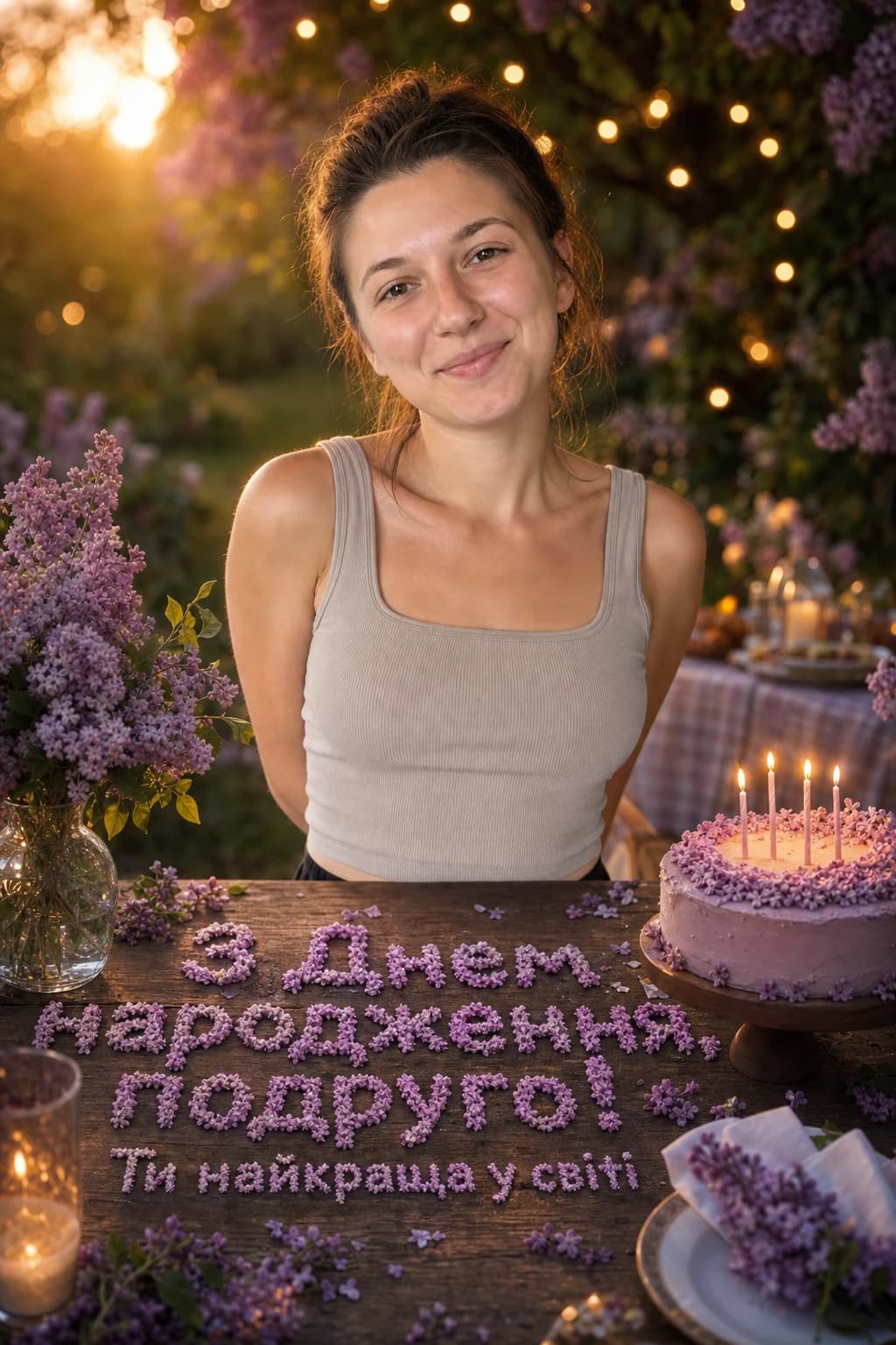 Подруга, 24: святкове фото на день народження, напис «З Днем народження, подруго!»