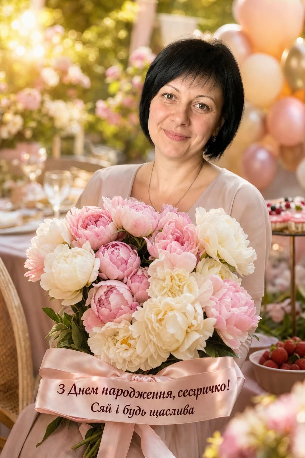 Сестра, 40: святкове фото на день народження, напис «З Днем народження, сестричко!»