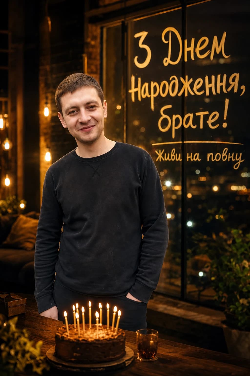 Брат, 28: святкове фото на день народження, напис «З Днем народження, брате!»